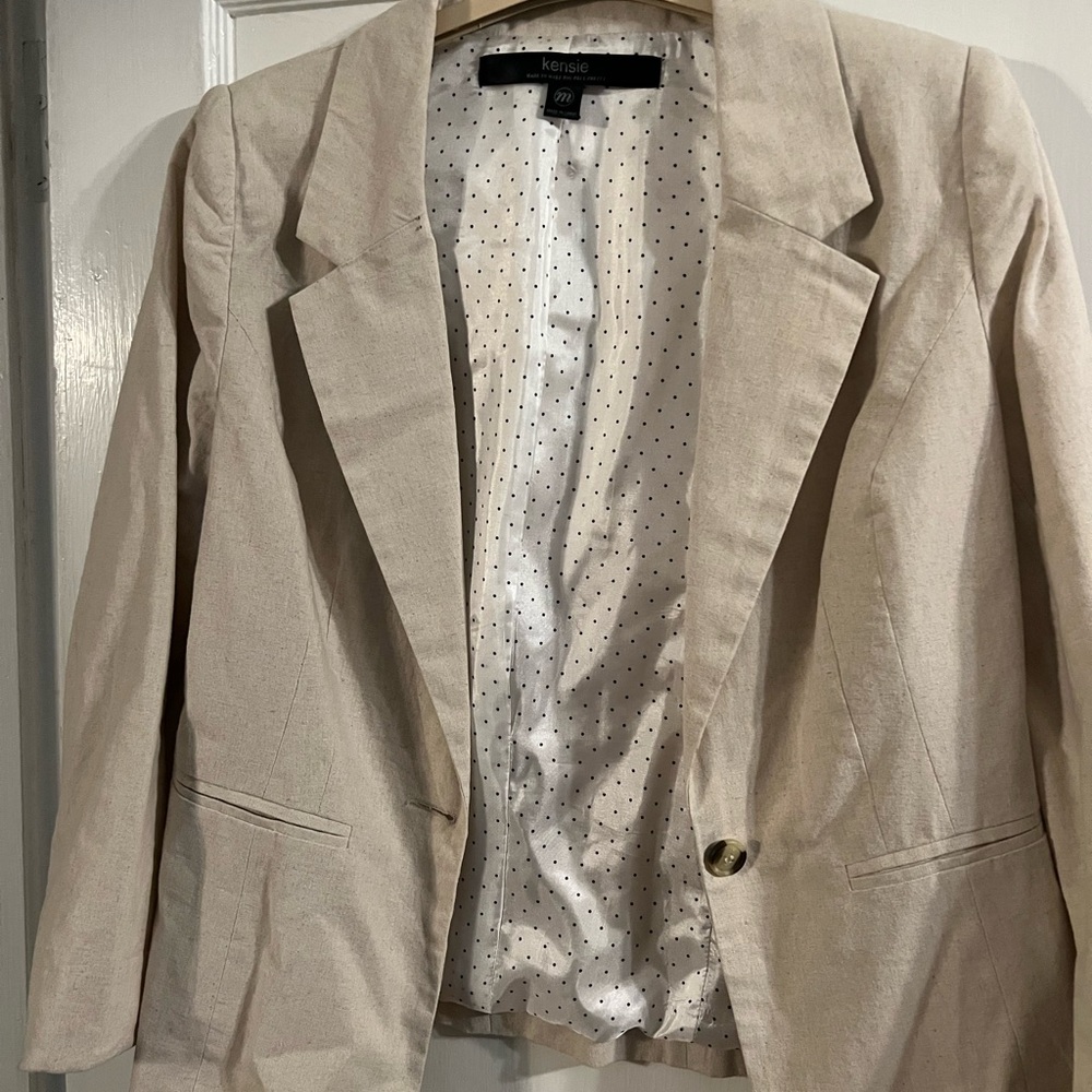 Kensie Beige Linen Blazer